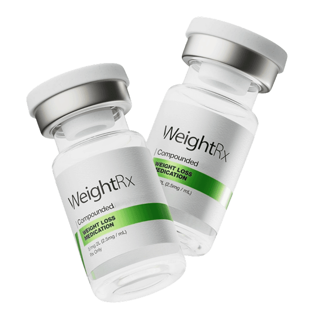 Two vials of compounded tirzepatide